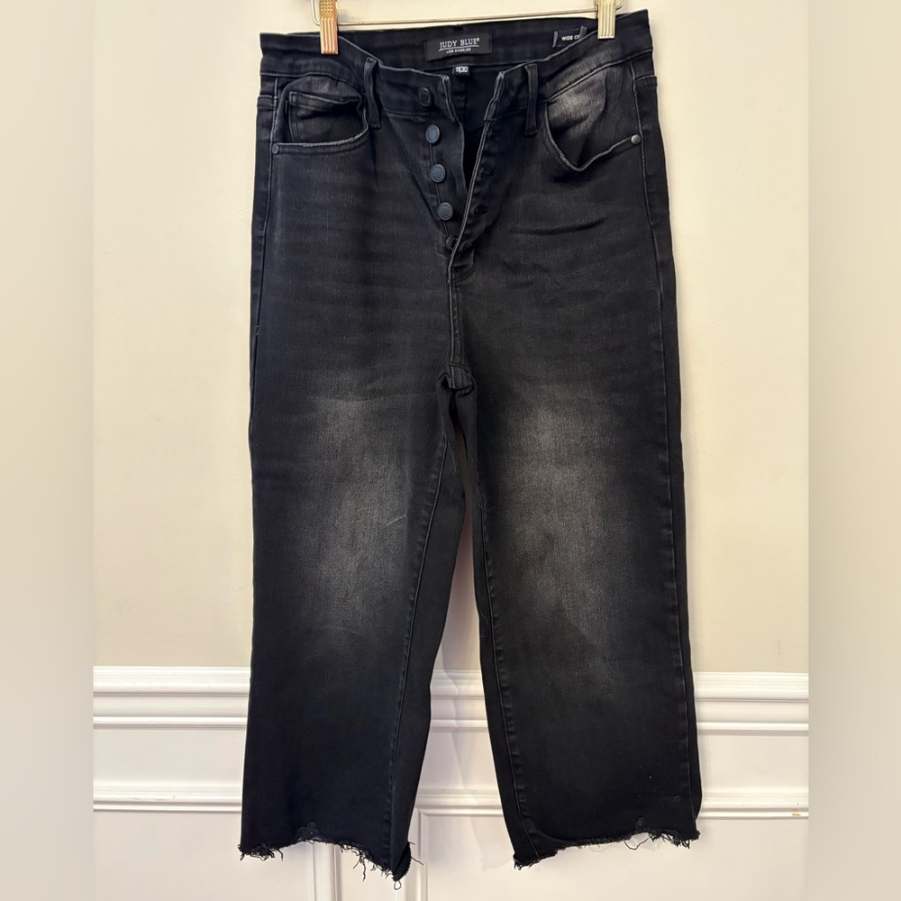Judy Blue Charcoal Wide Cropped Jeans